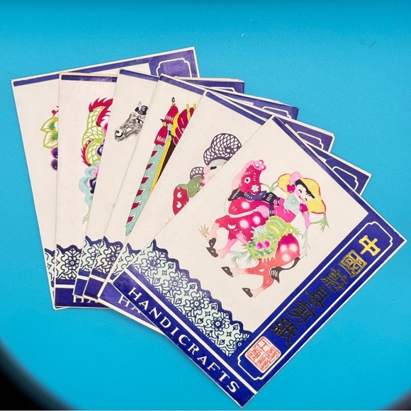 Vintage Chinese Paper-Cut Handicraft Folders Lot of 6 Folk Art Sets Jiǎnzhǐ - Picture 2 of 16